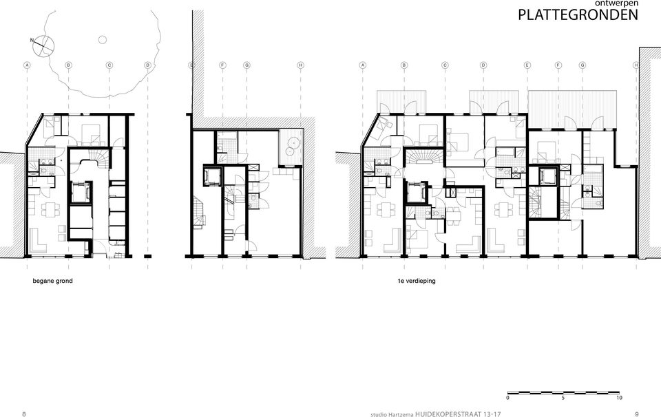 Hartzema HUIDEKOPERSTRAAT begane grond en eerste plattegrond 13-17verdieping,