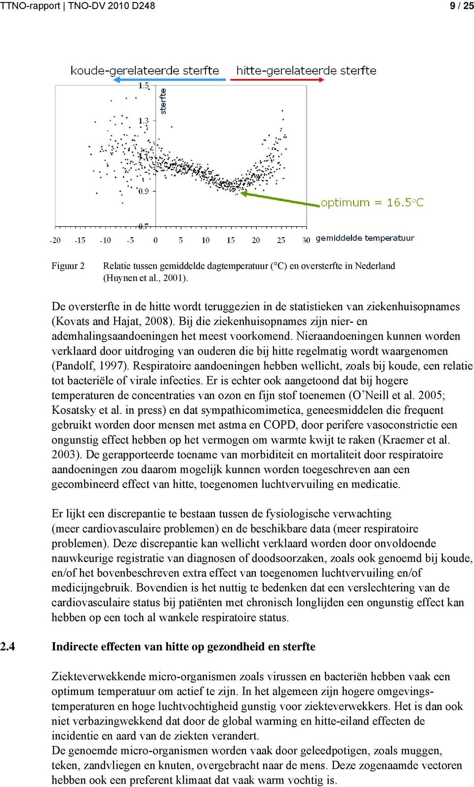 Nieraandoeningen kunnen worden verklaard door uitdroging van ouderen die bij hitte regelmatig wordt waargenomen (Pandolf, 1997).