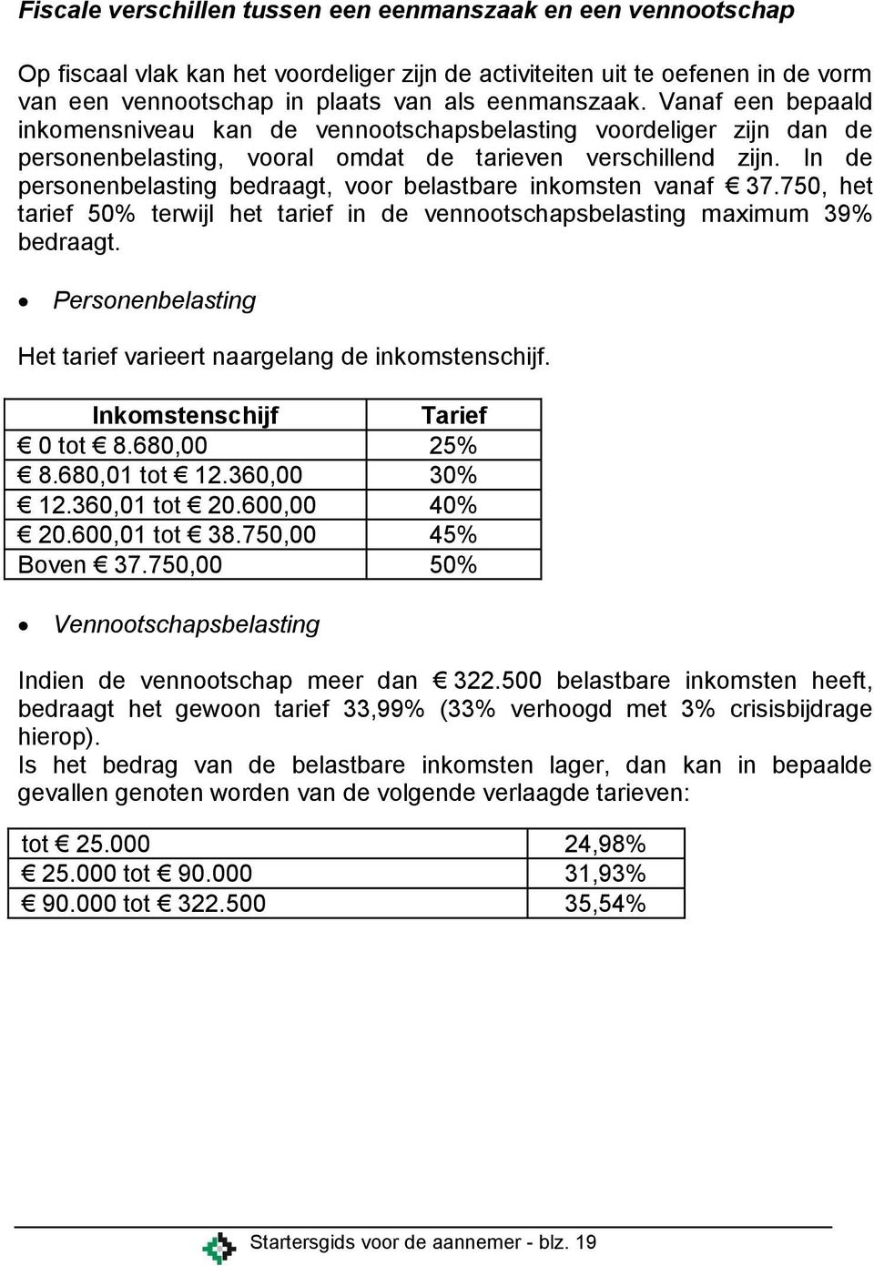 In de personenbelasting bedraagt, voor belastbare inkomsten vanaf 37.750, het tarief 50% terwijl het tarief in de vennootschapsbelasting maximum 39% bedraagt.