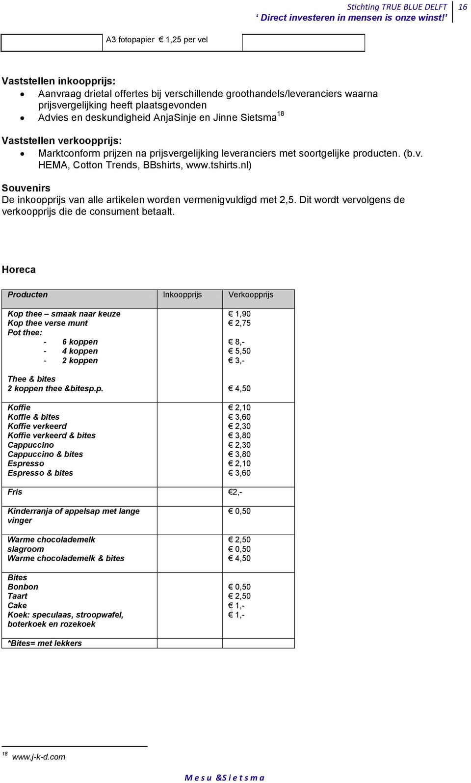 nl) Souvenirs De inkoopprijs van alle artikelen worden vermenigvuldigd met 2,5. Dit wordt vervolgens de verkoopprijs die de consument betaalt.