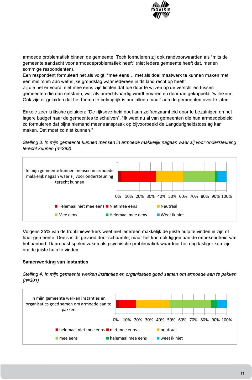 Een respondent formuleert het als volgt: mee eens met als doel maatwerk te kunnen maken met een minimum aan wettelijke grondslag waar iedereen in dit land recht op heeft.