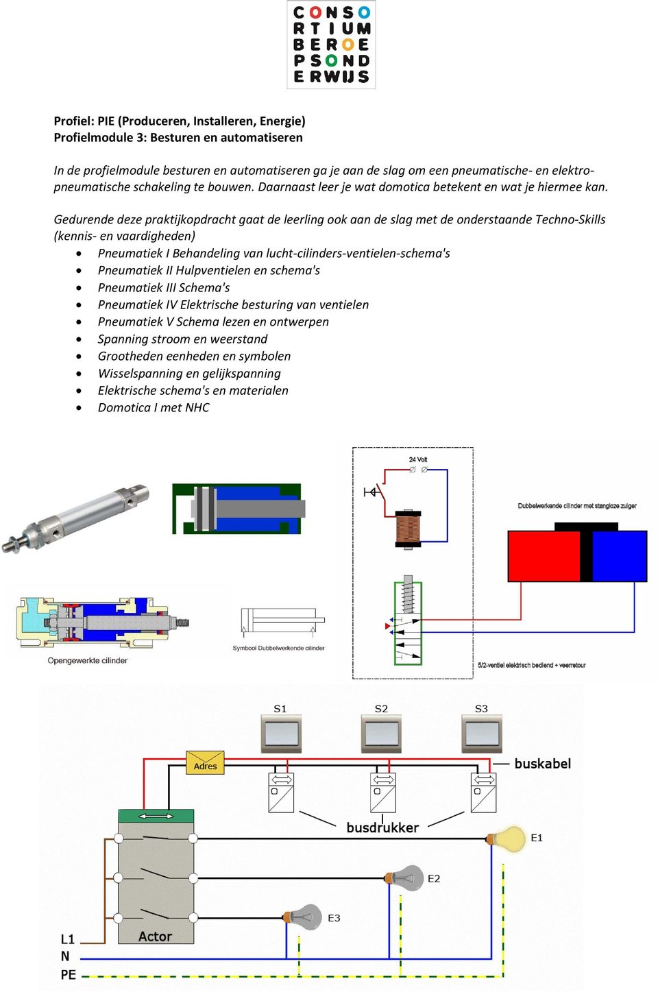 Pneumatiek I Behandeling van lucht-cilinders-ventielen-schema's Pneumatiek II Hulpventielen en schema's Pneumatiek III Schema's Pneumatiek IV