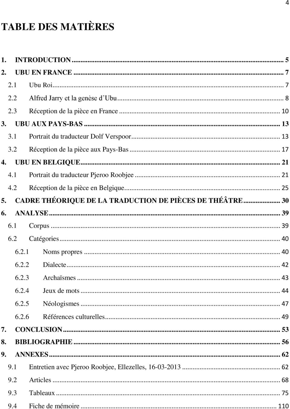 .. 25 5. CADRE THÉORIQUE DE LA TRADUCTION DE PIÈCES DE THÉÂTRE... 30 6. ANALYSE... 39 6.1 Corpus... 39 6.2 Catégories... 40 6.2.1 Noms propres... 40 6.2.2 Dialecte... 42 6.2.3 Archaïsmes... 43 6.2.4 Jeux de mots.