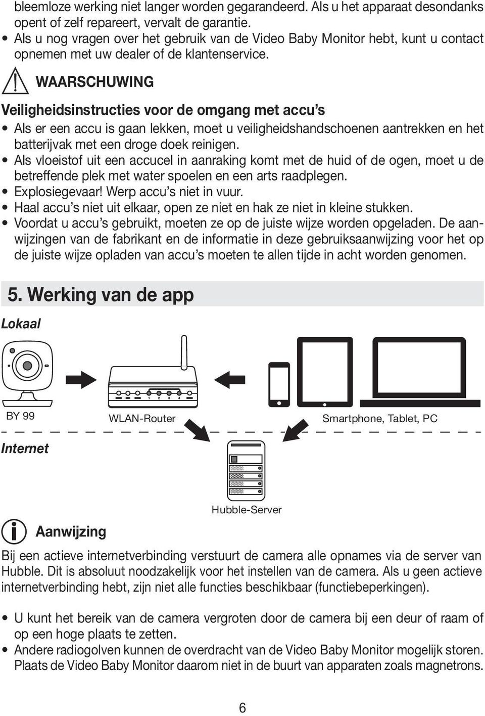 WAARSCHUWING Veiligheidsinstructies voor de omgang met accu s Als er een accu is gaan lekken, moet u veiligheidshandschoenen aantrekken en het batterijvak met een droge doek reinigen.