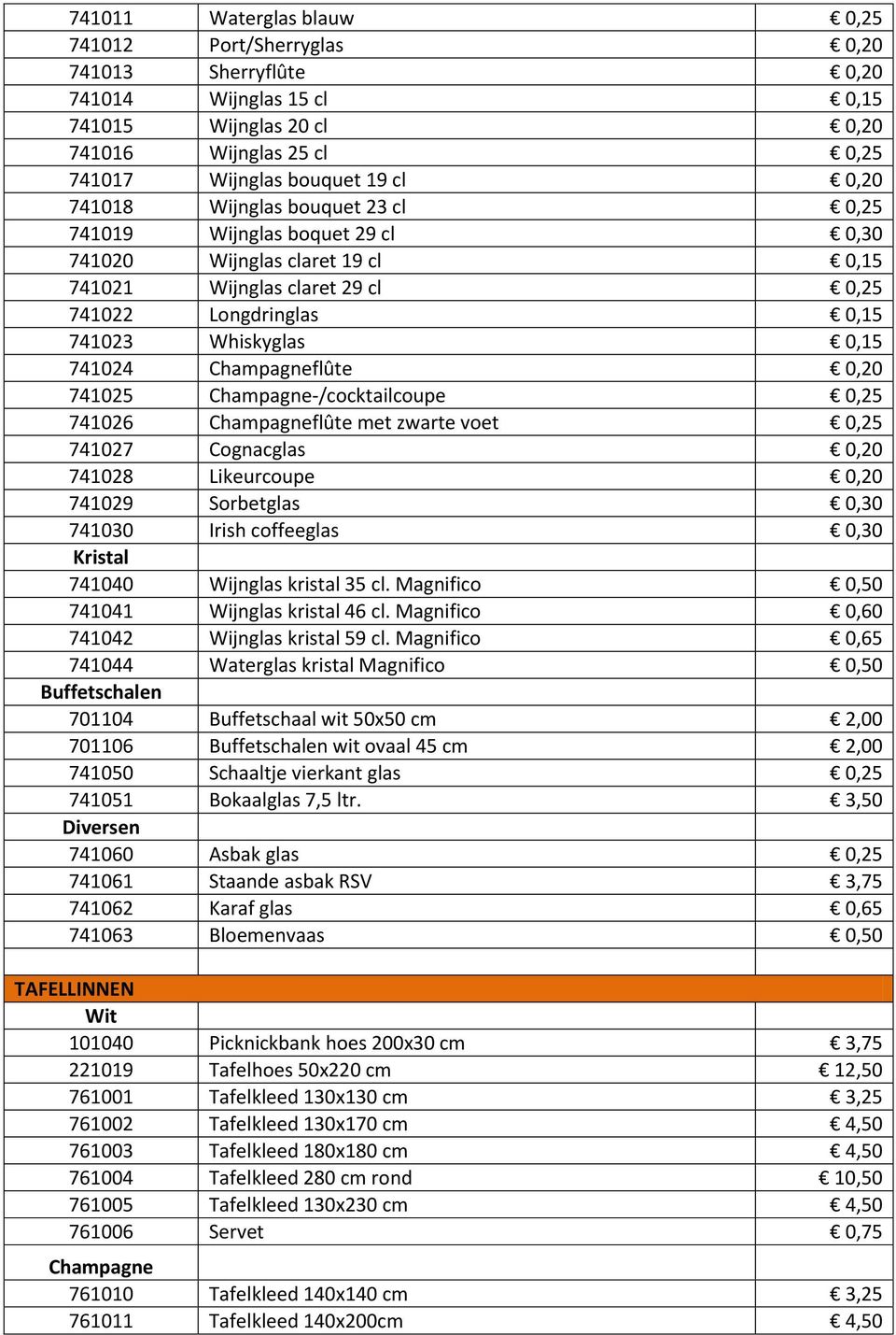 Champagneflûte 0,20 741025 Champagne-/cocktailcoupe 0,25 741026 Champagneflûte met zwarte voet 0,25 741027 Cognacglas 0,20 741028 Likeurcoupe 0,20 741029 Sorbetglas 0,30 741030 Irish coffeeglas 0,30