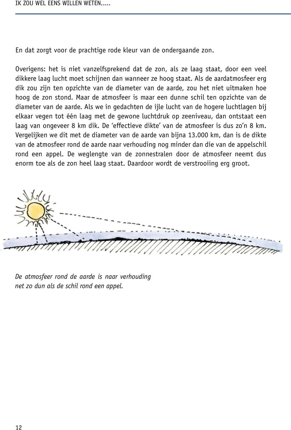 Als de aardatmosfeer erg dik zou zijn ten opzichte van de diameter van de aarde, zou het niet uitmaken hoe hoog de zon stond.