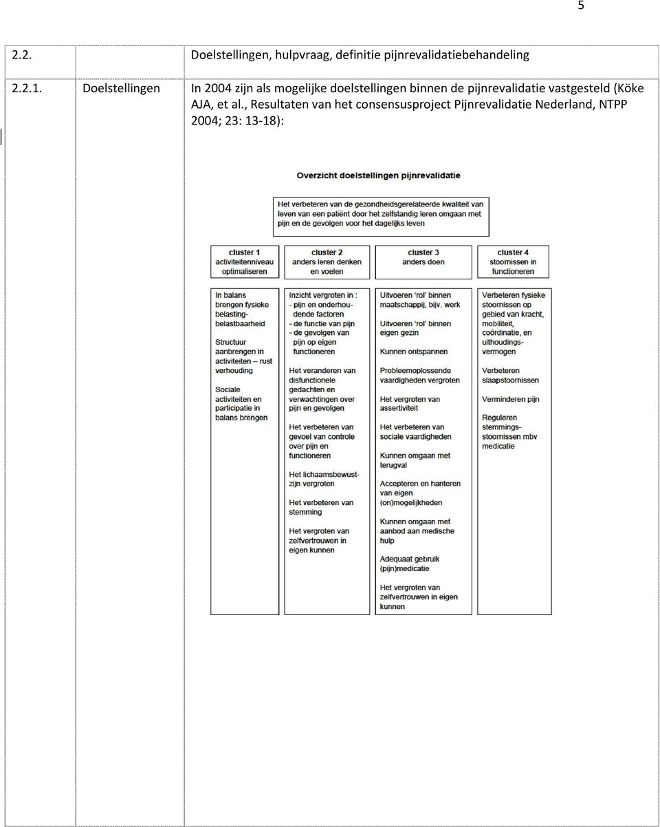 Doelstellingen In 2004 zijn als mogelijke doelstellingen binnen de