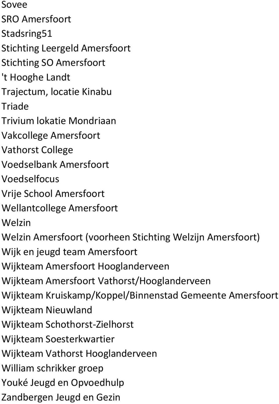 Amersfoort) Wijk en jeugd team Amersfoort Wijkteam Amersfoort Hooglanderveen Wijkteam Amersfoort Vathorst/Hooglanderveen Wijkteam Kruiskamp/Koppel/Binnenstad Gemeente