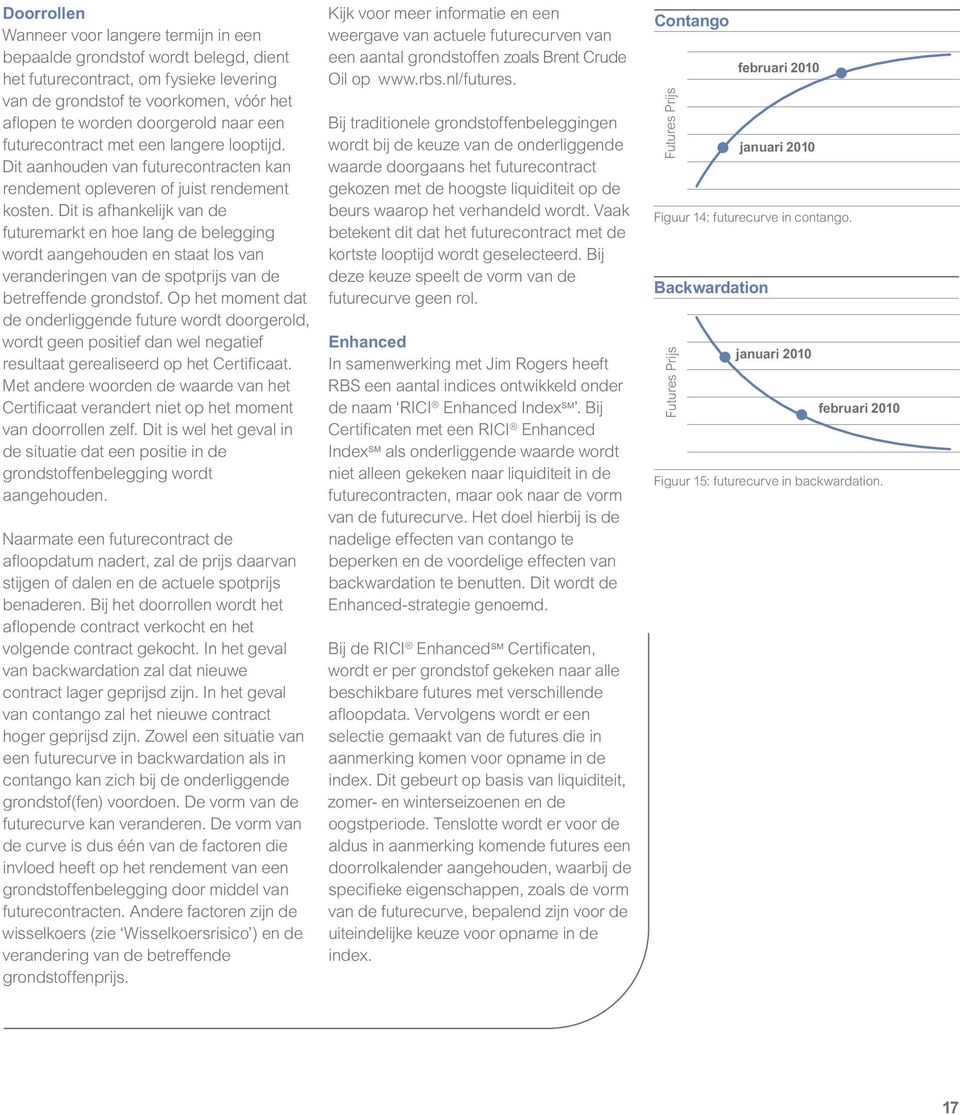 Dit is afhankelijk van de futuremarkt en hoe lang de belegging wordt aangehouden en staat los van veranderingen van de spotprijs van de betreffende grondstof.