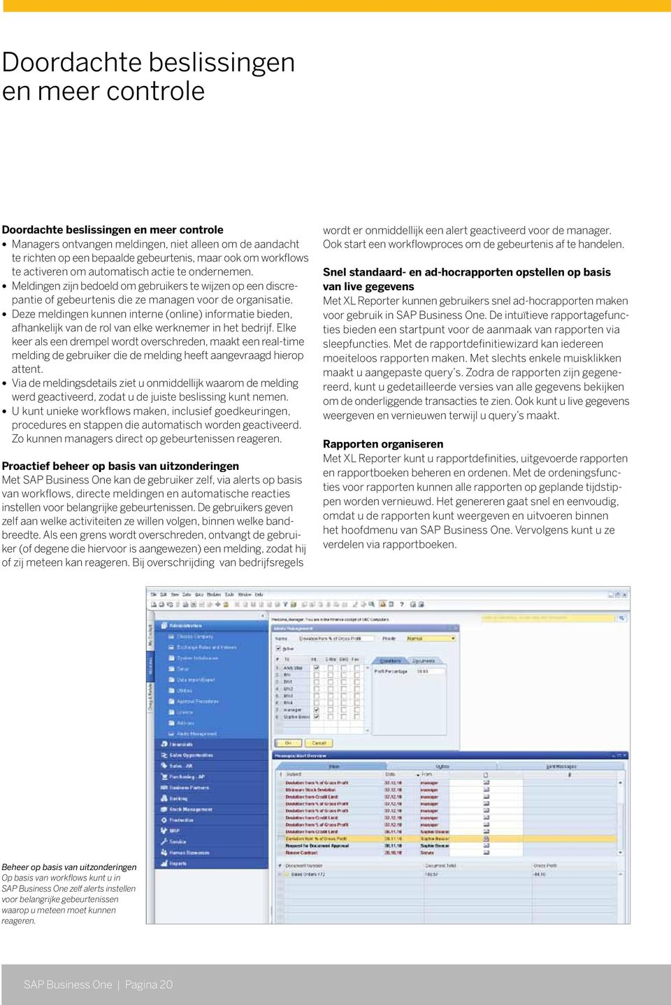 Deze meldingen kunnen interne (online) informatie bieden, afhankelijk van de rol van elke werknemer in het bedrijf.