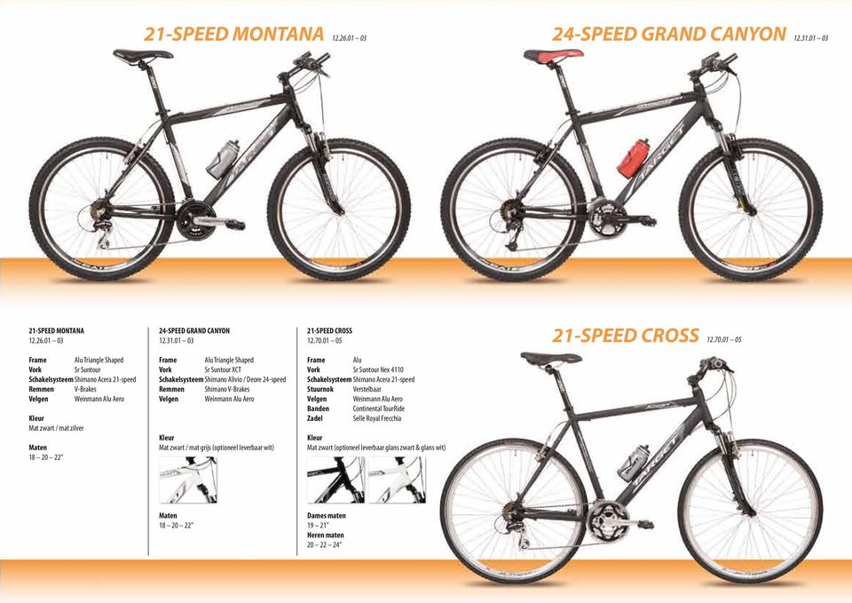 01 05 Alu Triangle Shaped Sr Suntour Schakelsysteem Shimano Acera 21-speed Remmen V-Brakes Weinmann Alu Aero Mat zwart / mat zilver Maten 18 20 22 Alu Triangle Shaped Sr Suntour XCT