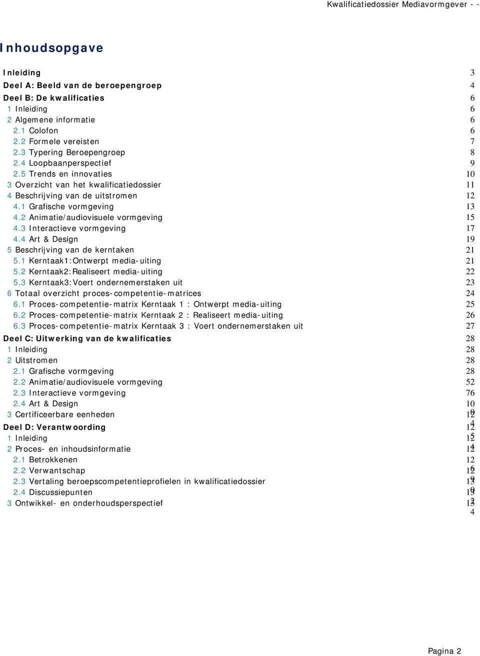 3 Interactieve vormgeving 4.4 Art & Design 5 Beschrijving van de kerntaken 5.1 Kerntaak1:Ontwerpt media-uiting 5.2 Kerntaak2:Realiseert media-uiting 5.