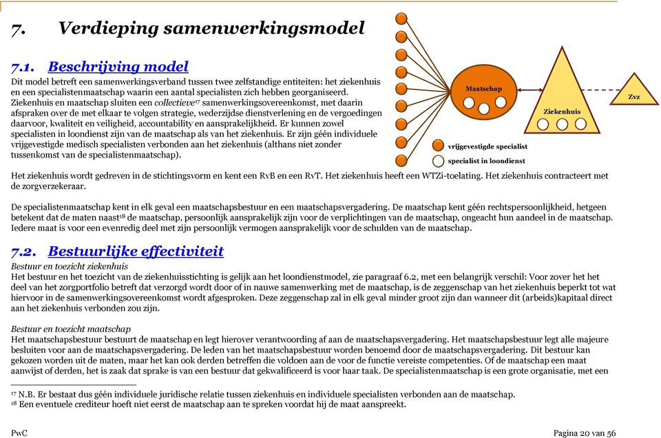 Ziekenhuis en maatschap sluiten een collectieve 17 samenwerkingsovereenkomst, met daarin afspraken over de met elkaar te volgen strategie, wederzijdse dienstverlening en de vergoedingen daarvoor,