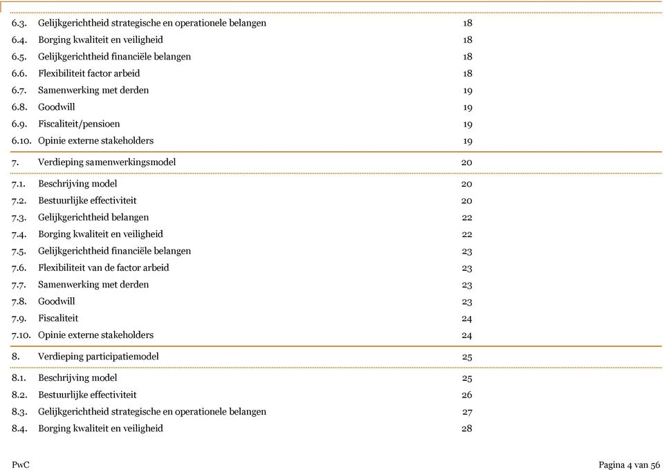 3. Gelijkgerichtheid belangen 22 7.4. Borging kwaliteit en veiligheid 22 7.5. Gelijkgerichtheid financiële belangen 23 7.6. Flexibiliteit van de factor arbeid 23 7.7. Samenwerking met derden 23 7.8.