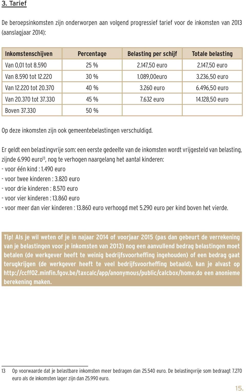 128,50 euro Boven 37.330 50 % Op deze inkomsten zijn ook gemeentebelastingen verschuldigd.