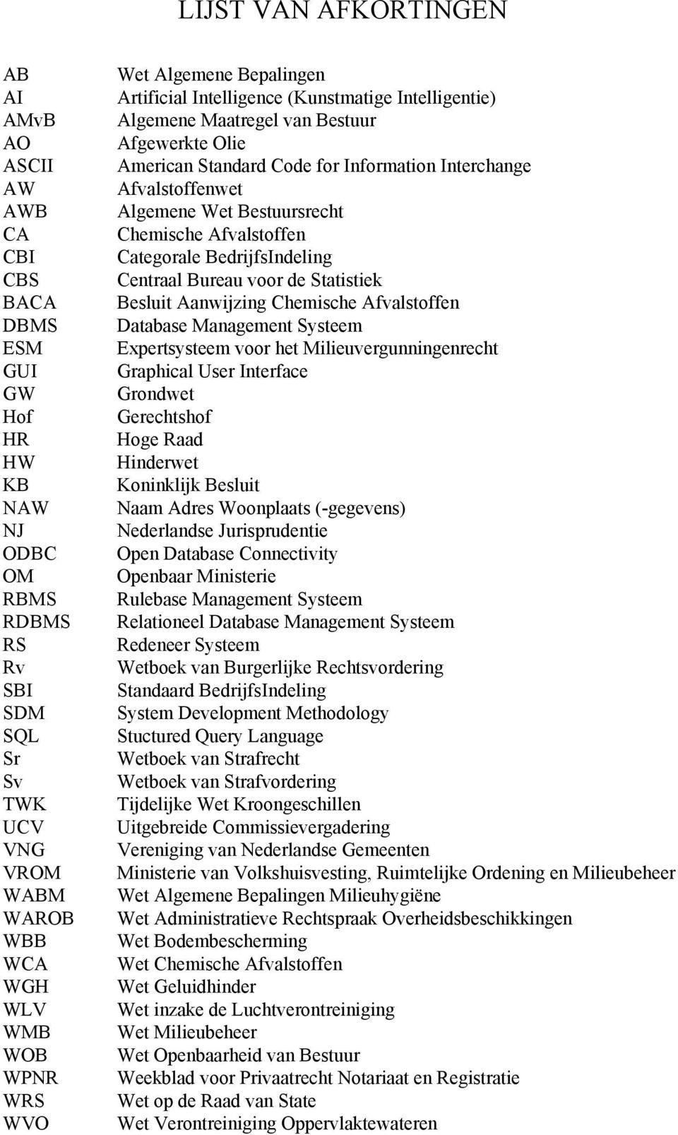 Afvalstoffenwet Algemene Wet Bestuursrecht Chemische Afvalstoffen Categorale BedrijfsIndeling Centraal Bureau voor de Statistiek Besluit Aanwijzing Chemische Afvalstoffen Database Management Systeem