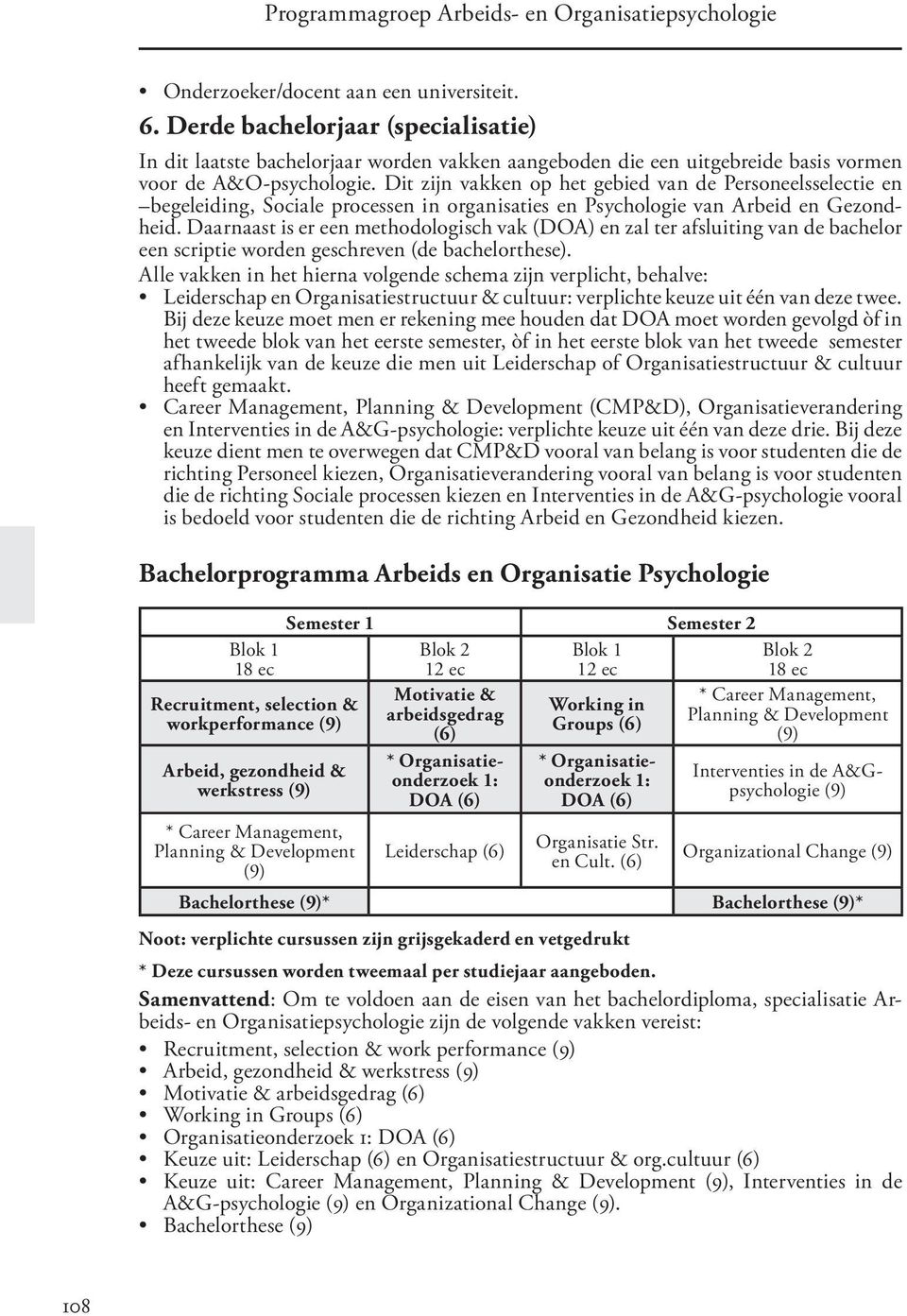 Daarnaast is er een methodologisch vak (DOA) en zal ter afsluiting van de bachelor een scriptie worden geschreven (de bachelorthese).