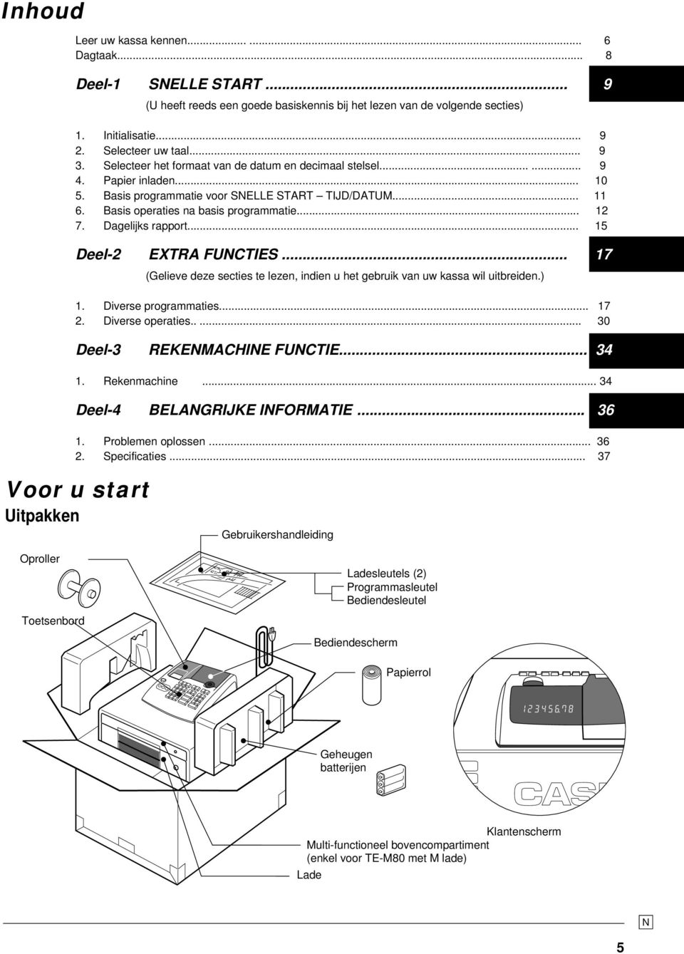 Dagelijks rapprt... 15 Deel-2 ETRA FUCTIES... 17 (Gelieve deze secties te lezen, indien u het gebruik van uw kassa wil uitbreiden.) 1. Diverse prgrammaties... 17 2. Diverse peraties.