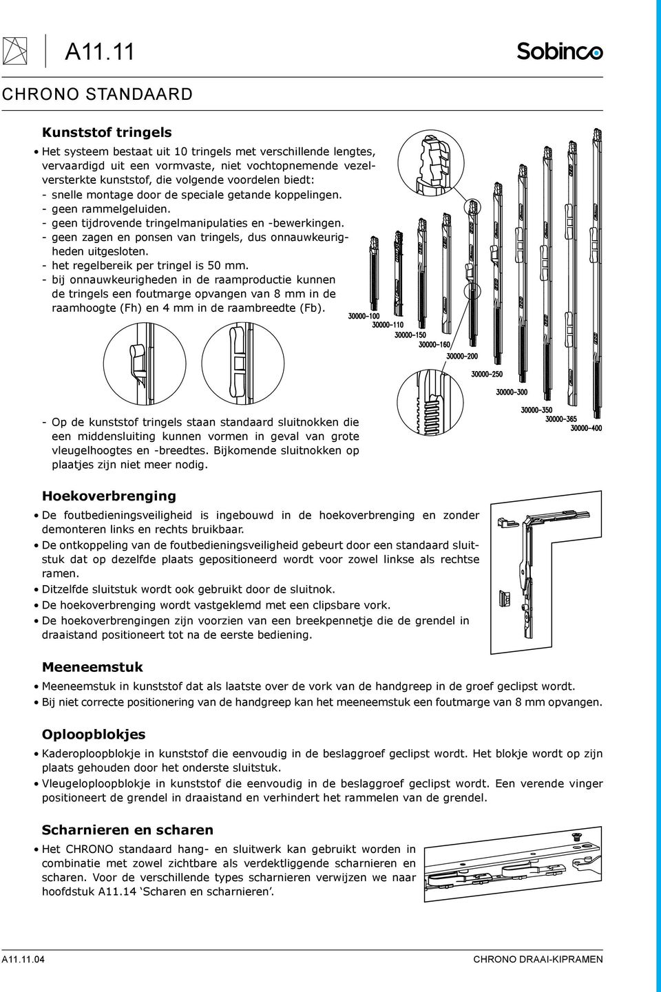 -- het regelbereik per tringel is 50 mm. -- bij onnauwkeurigheden in de raamproductie kunnen de tringels een foutmarge opvangen van 8 mm in de raamhoogte (Fh) en 4 mm in de raambreedte (Fb).