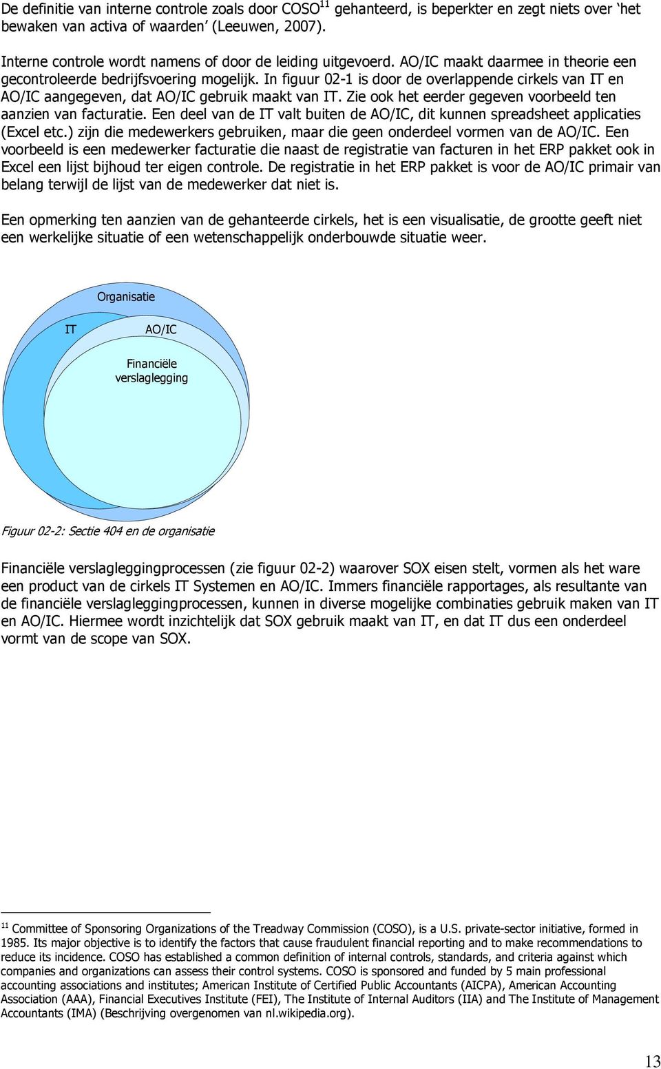 In figuur 02-1 is door de overlappende cirkels van IT en AO/IC aangegeven, dat AO/IC gebruik maakt van IT. Zie ook het eerder gegeven voorbeeld ten aanzien van facturatie.