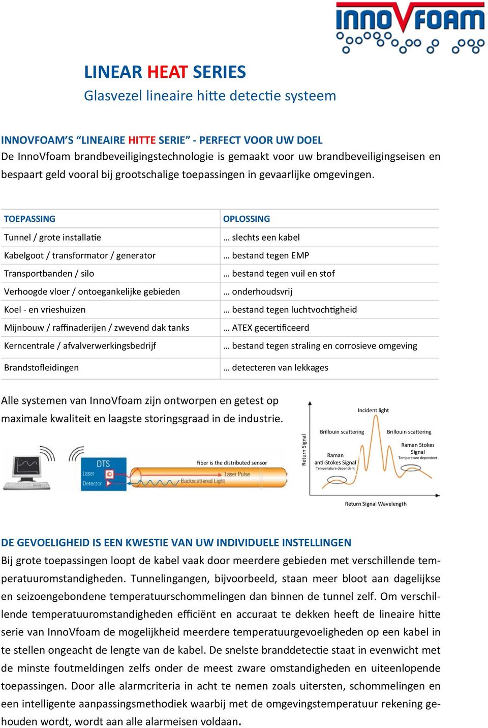 TOEPASSING Tunnel / grote installatie Kabelgoot / transformator / generator Transportbanden / silo Verhoogde vloer / ontoegankelijke gebieden Koel - en vrieshuizen Mijnbouw / raffinaderijen / zwevend