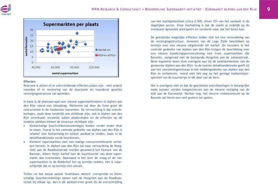 Effecten Relevant is alleen of er ontwrichtende effecten zullen zijn met andere woorden of er verstoring van de duurzame en waardevol geachte verzorgingsstructuur zal optreden.