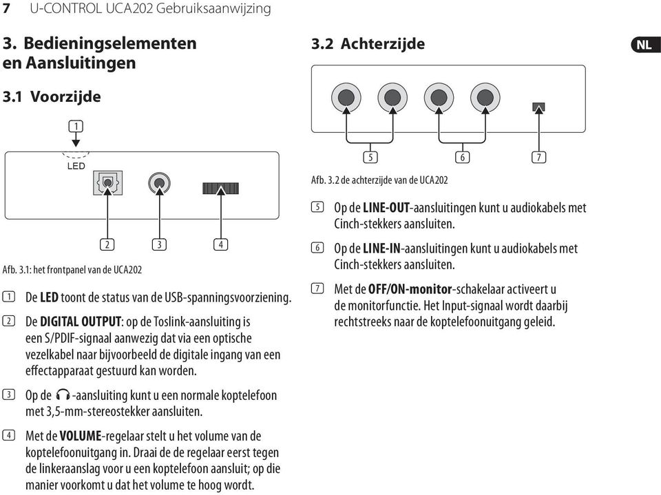 (3) Op de -aansluiting kunt u een normale koptelefoon met 3,5-mm-stereostekker aansluiten. (4) Met de VOLUME-regelaar stelt u het volume van de koptelefoonuitgang in.