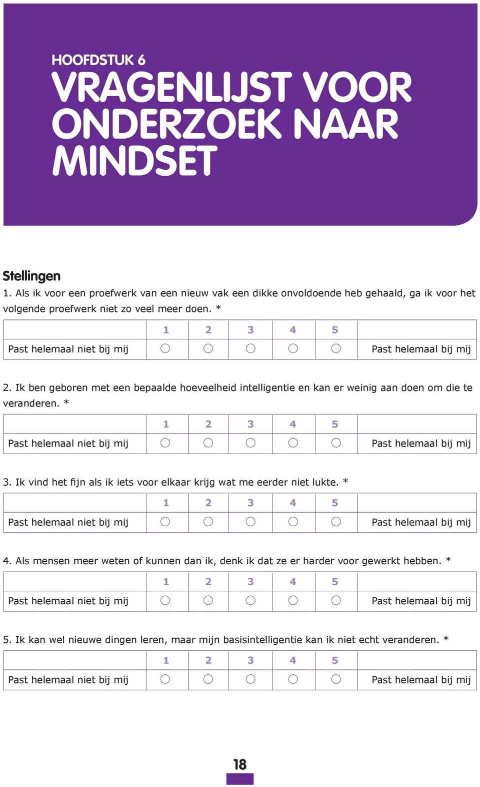 Ik ben geboren met een bepaalde hoeveelheid intelligentie en kan er weinig aan doen om die te veranderen. * 3.