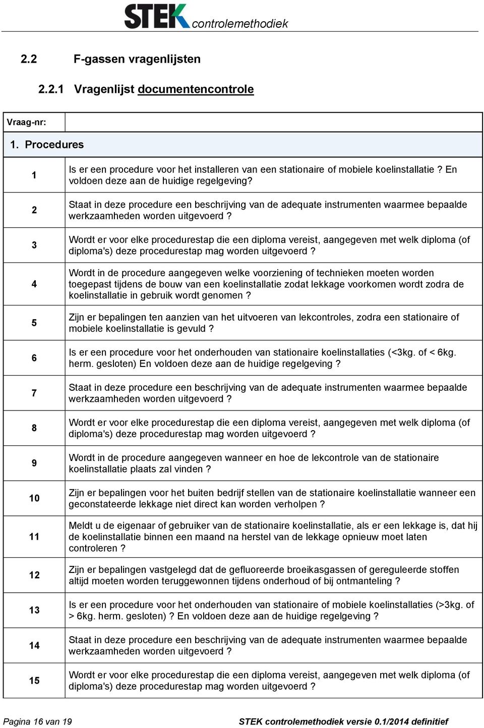 Staat in deze procedure een beschrijving van de adequate instrumenten waarmee bepaalde werkzaamheden worden uitgevoerd?