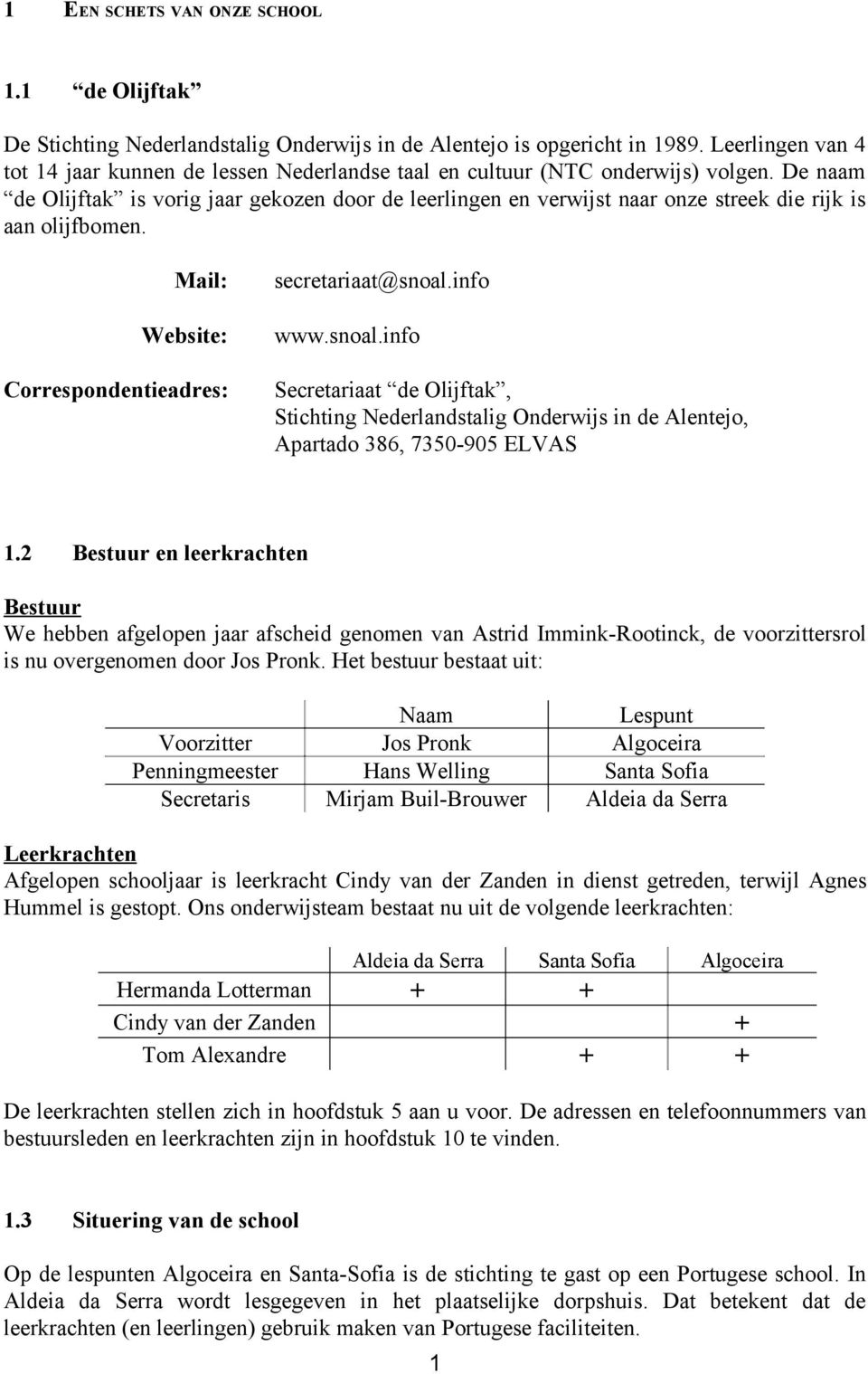 De naam de Olijftak is vorig jaar gekozen door de leerlingen en verwijst naar onze streek die rijk is aan olijfbomen. Mail: Website: Correspondentieadres: secretariaat@snoal.