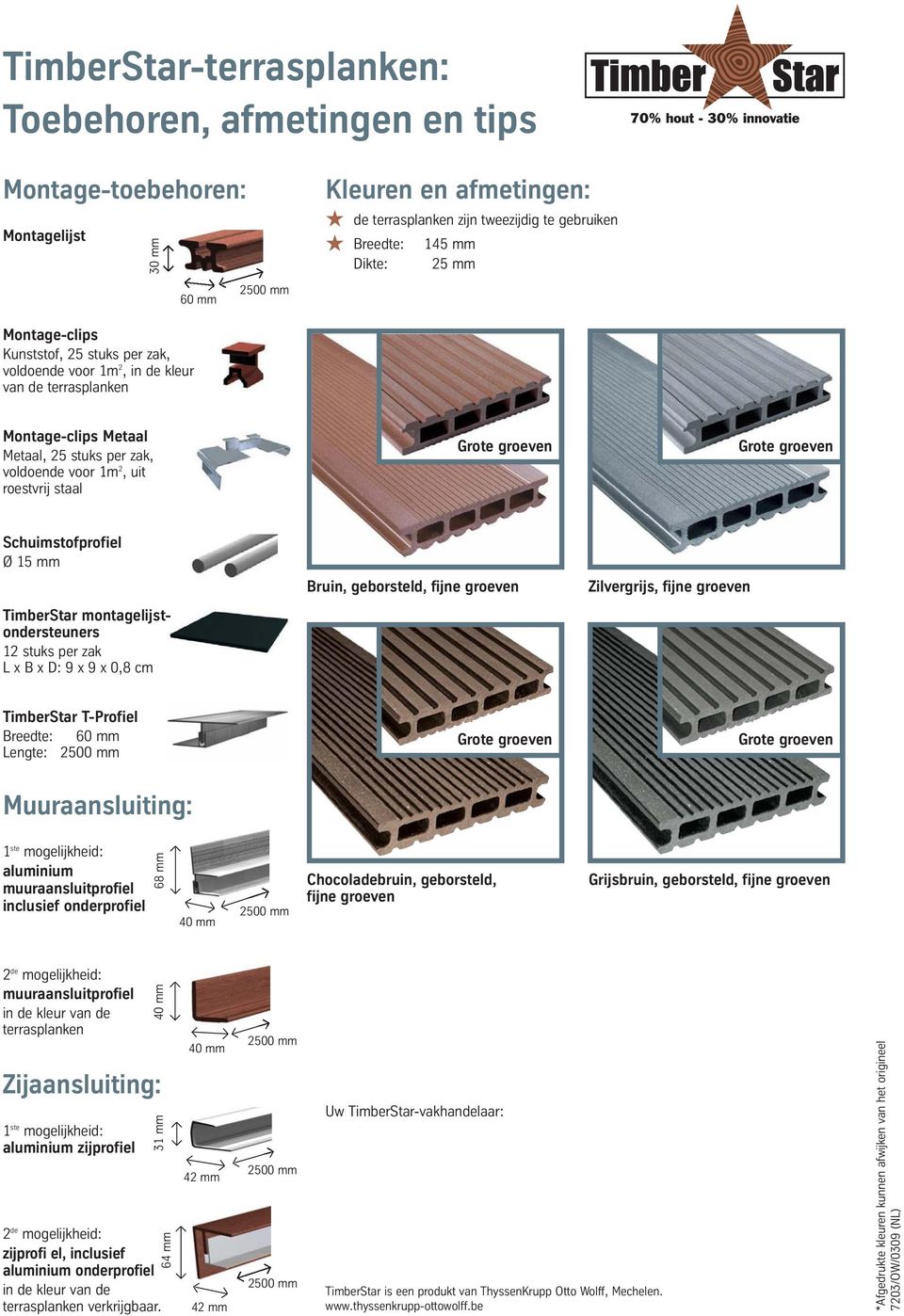 Grote groeven Schuimstofprofiel Ø 15 mm TimberStar montagelijstondersteuners 12 stuks per zak L x B x D: 9 x 9 x 0,8 cm Bruin, geborsteld, fijne groeven Zilvergrijs, fijne groeven TimberStar