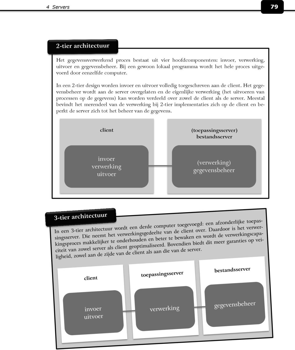 Het gegevensbeheer wordt aan de server overgelaten en de eigenlijke verwerking (het uitvoeren van processen op de gegevens) kan worden verdeeld over zowel de client als de server.