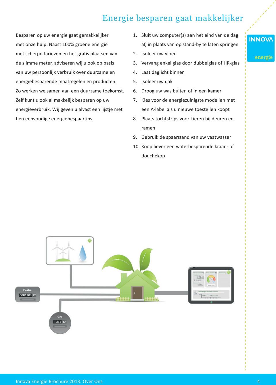 producten. Zo werken we samen aan een duurzame toekomst. Zelf kunt u ook al makkelijk besparen op uw energieverbruik. Wij geven u alvast een lijstje met tien eenvoudige energiebespaartips. 1.