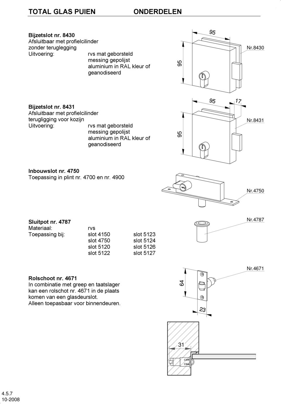 4750 Toepassing in plint nr. 4700 en nr. 4900 Nr.4750 Sluitpot nr. 4787 rvs Toepassing bij: slot 4150 slot 5123 slot 4750 slot 5124 slot 5120 slot 5126 slot 5122 slot 5127 Nr.