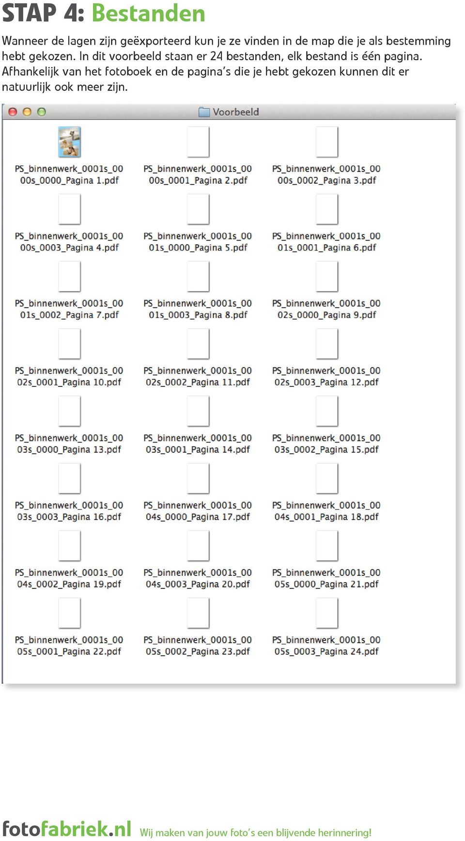 In dit voorbeeld staan er 24 bestanden, elk bestand is één pagina.