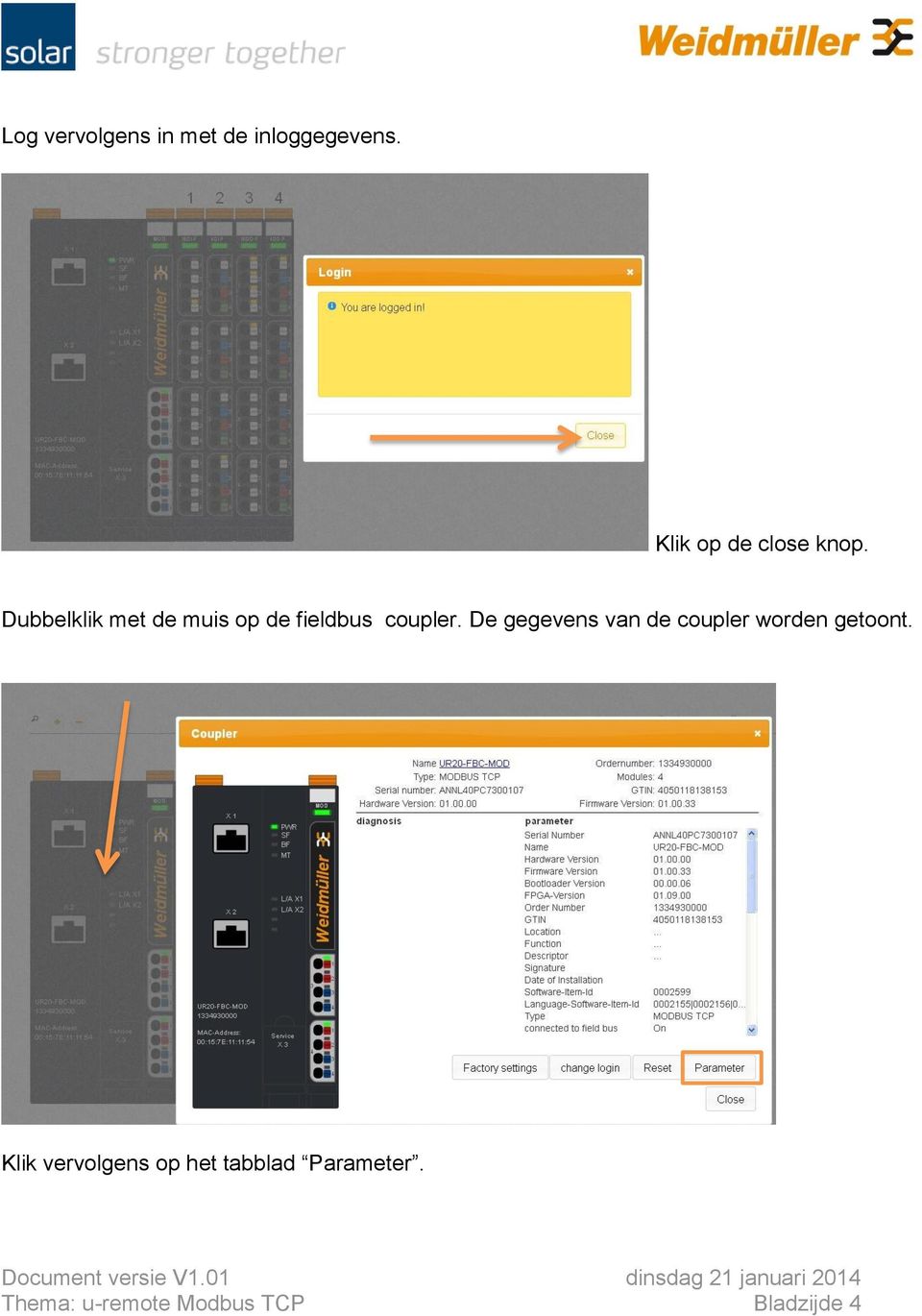 Dubbelklik met de muis op de fieldbus coupler.