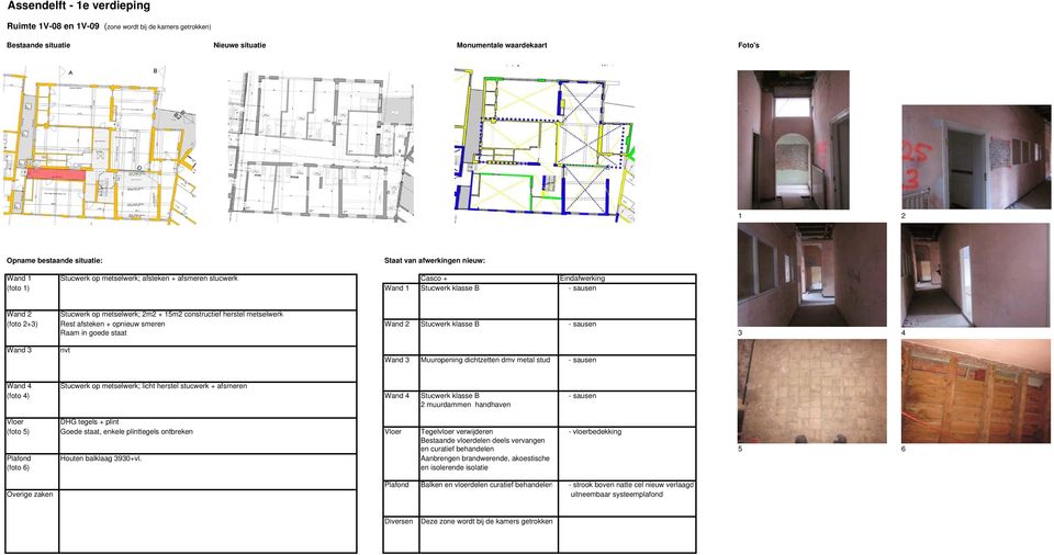 dichtzetten dmv metal stud - sausen Wand 4 Stucwerk op metselwerk; licht herstel stucwerk + afsmeren (foto 4) Wand 4 Stucwerk klasse B - sausen 2 muurdammen handhaven Vloer DHG tegels + plint (foto