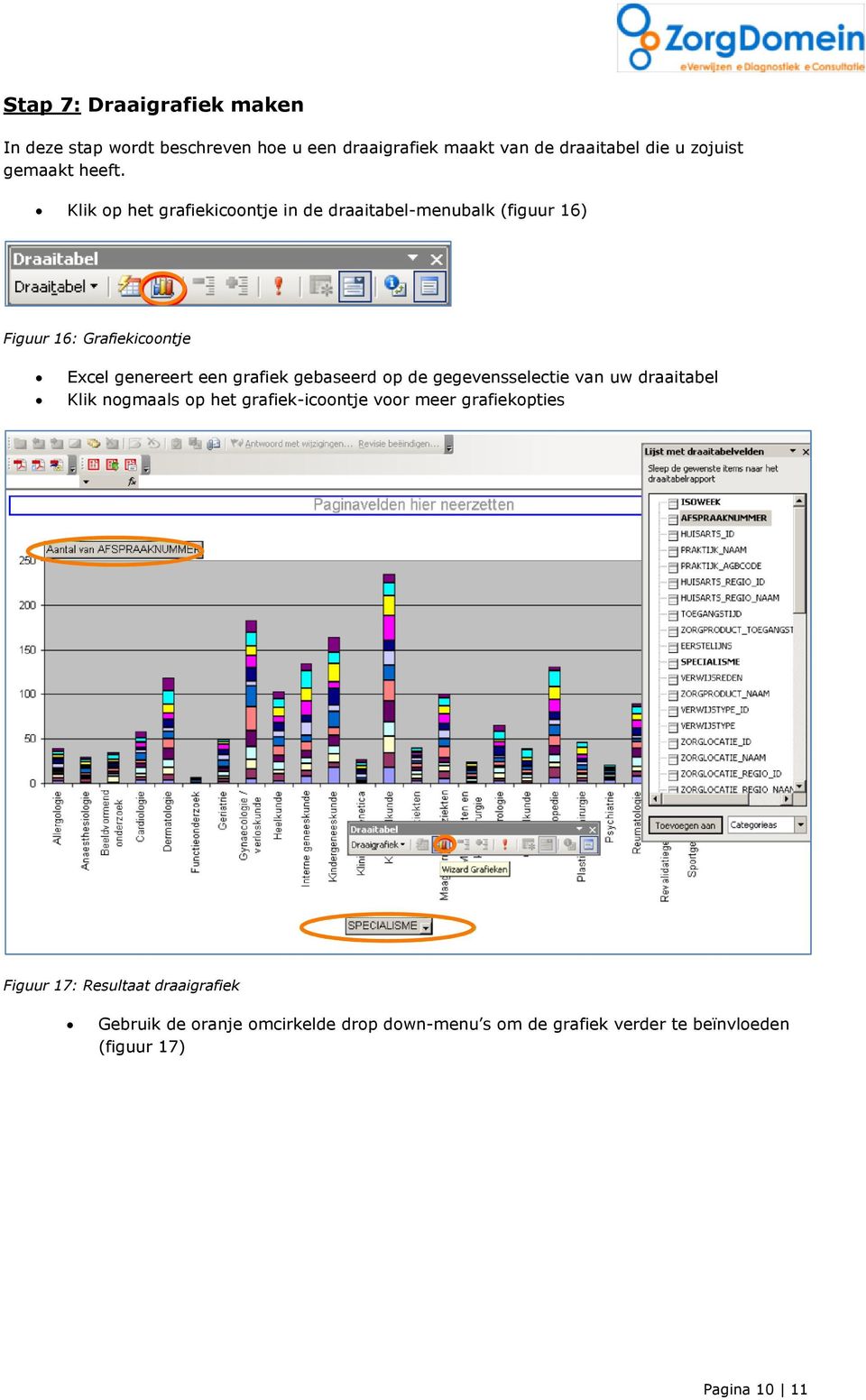 Klik op het grafiekicoontje in de draaitabel-menubalk (figuur 16) Figuur 16: Grafiekicoontje Excel genereert een grafiek