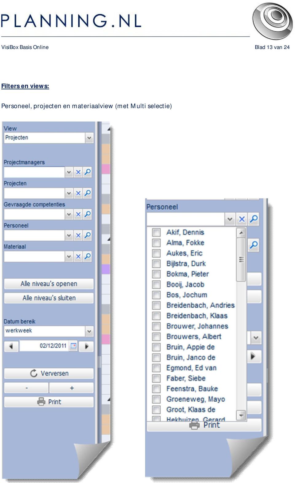 Personeel, projecten en