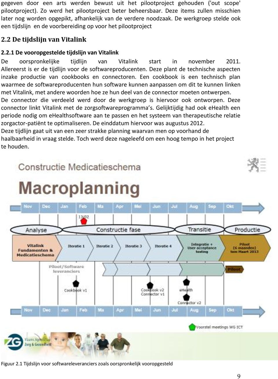 2 De tijdslijn van Vitalink 2.2.1 De vooropgestelde tijdslijn van Vitalink De oorspronkelijke tijdlijn van Vitalink start in november 2011. Allereerst is er de tijdlijn voor de softwareproducenten.