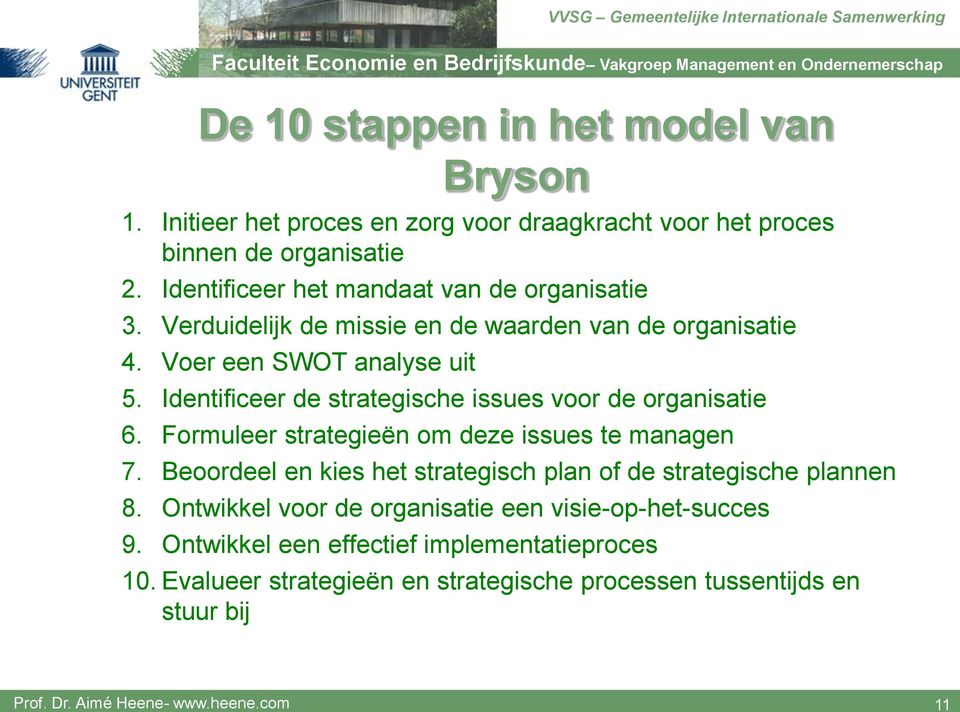 Identificeer de strategische issues voor de organisatie 6. Formuleer strategieën om deze issues te managen 7.