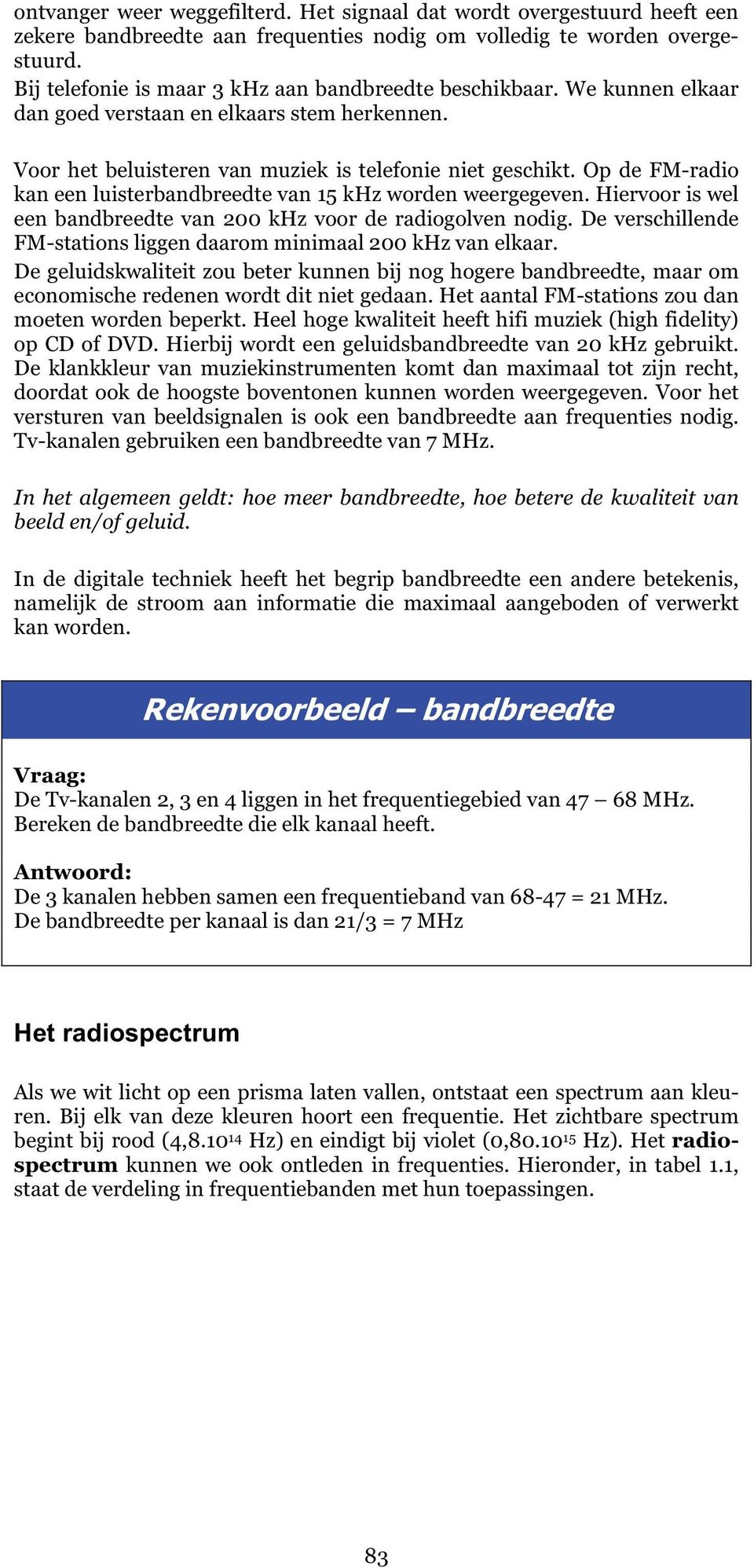 Op de FM-radio kan een luisterbandbreedte van 15 khz worden weergegeven. Hiervoor is wel een bandbreedte van 200 khz voor de radiogolven nodig.