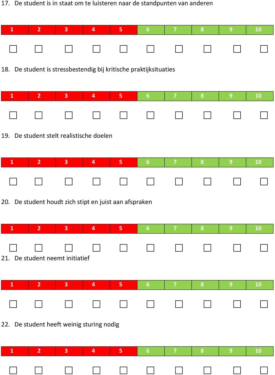 De student stelt realistische doelen 20.