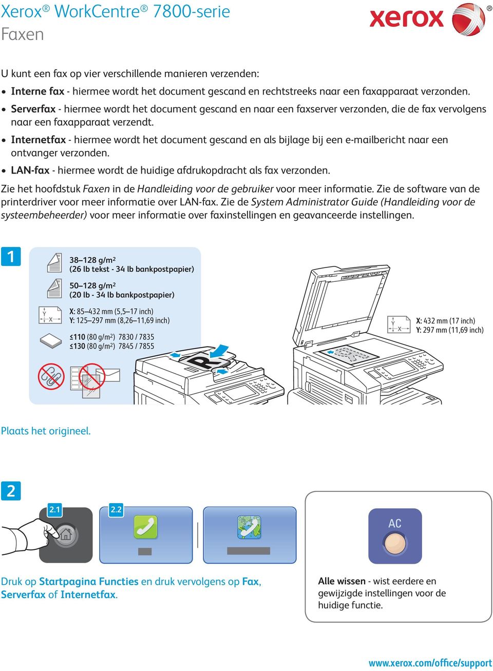 Internetfax - hiermee wordt het document gescand en als bijlage bij een e-mailbericht naar een ontvanger verzonden. LAN-fax - hiermee wordt de huidige afdrukopdracht als fax verzonden.