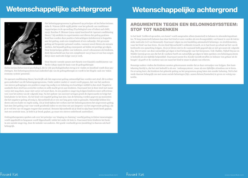 Skinner (1904-1990) beschreef de operant conditioning theory : hij ontdekte in experimenten met dieren dat gedrag gestimuleerd kan worden door positieve bekrachtigers (reïnforcers) te koppelen aan