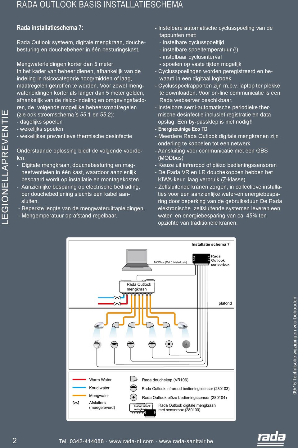 Voor zowel mengwaterleidingen korter als langer dan 5 meter gelden, afhankelijk van de risico-indeling en omgevingsfactoren, de volgende mogelijke beheersmaatregelen (zie ook stroomschema s 55.