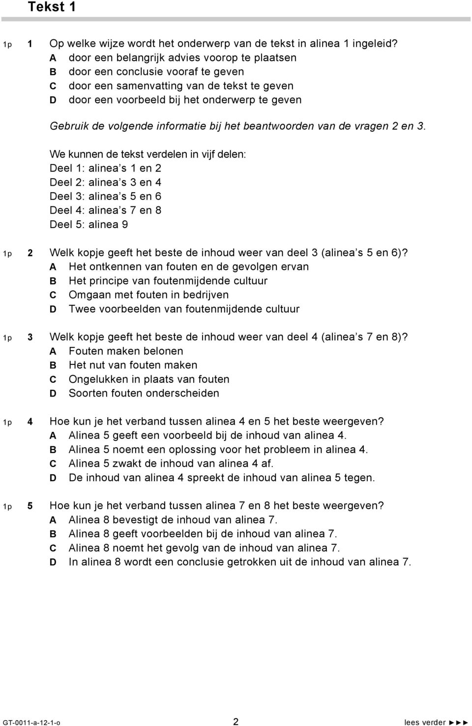 informatie bij het beantwoorden van de vragen 2 en 3.