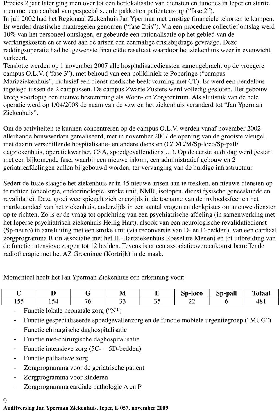 Via een procedure collectief ontslag werd 10% van het personeel ontslagen, er gebeurde een rationalisatie op het gebied van de werkingskosten en er werd aan de artsen een eenmalige crisisbijdrage