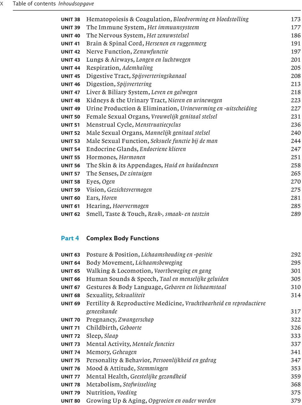 Digestive Tract, Spijsverteringskanaal 208 UNIT 46 Digestion, Spijsvertering 213 UNIT 47 Liver & Biliary System, Leven en galwegen 218 UNIT 48 Kidneys & the Urinary Tract, Nieren en urinewegen 223