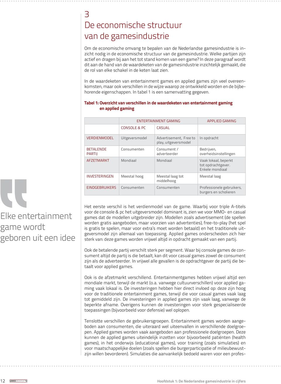 In deze paragraaf wordt dit aan de hand van de waardeketen van de gamesindustrie inzichtelijk gemaakt, die de rol van elke schakel in de keten laat zien.